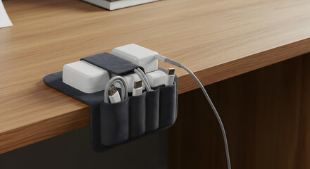 Desk Organizer with Charging Cables Provides Efficient Cord Management Solution