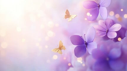 Delicate Butterflies Amongst Purple Flowers