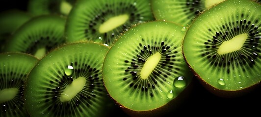 abstrak mozaic color of kiwi fruit in drakness, ai generative