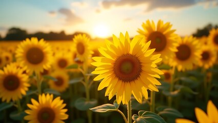 Obraz premium Radiant Sunflower Bathed in Golden Sunlight