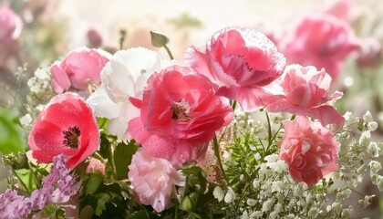 Fototapeta premium 打つ牛居花の背景、フォトジェニックな庭