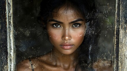 Intense Woman Portrait Dark Moody Window
