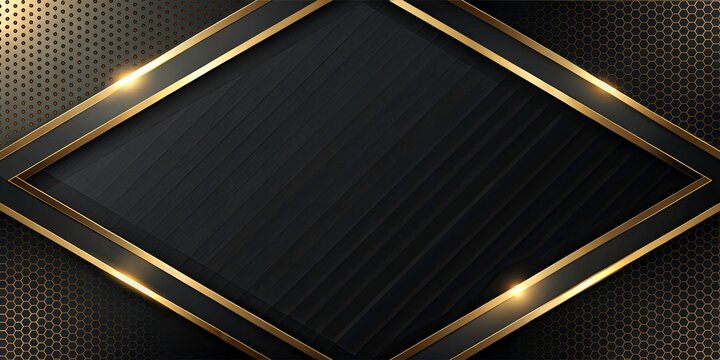 Elegant Dark Black Abstract Background, Golden Accents, Tilt-Shift Photography, Luxury Template Design
