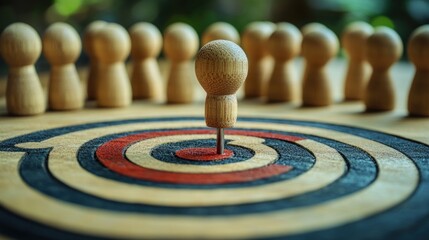 Wooden figures focused on a target