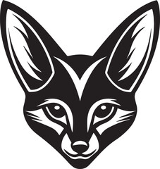 Fototapeta premium fennec fox head clipart, fennec fox head silhouette vector illustration, fennec fox head logo silhouette vector black and white