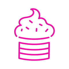 Delicious cupcake with frosting and sprinkles on a plain background