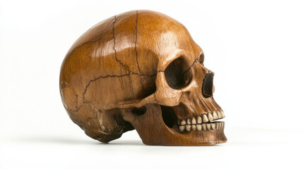 wooden skull sculpture