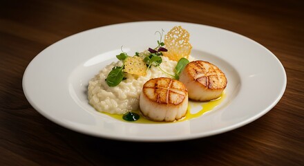 grill salmon steak on platter for fine diner