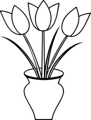 a Flower vase outline droing