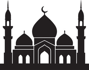 mosque icon vector, mosque logo, mosque silhouette vector black and white