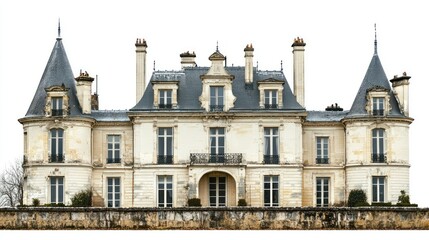 Obraz premium French chateau isolated on white background