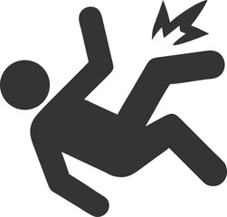 Obraz premium Silhouette of Falling Figure with Injury, Accident Icon in Transparent Background