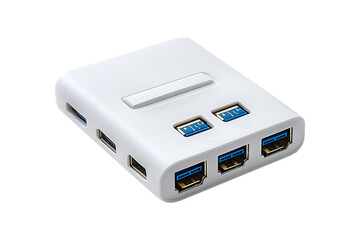 Card reader for several USB ports isolated on transparent background
