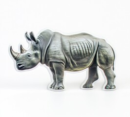 Obraz premium Rhino standing, white background, zoo animal, wildlife conservation