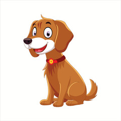 Cute dog vector illustration featuring a cheerful beagle puppy with a friendly expression. Isolated cartoon design shows a happy, furry canine—perfect for pet-themed graphics and doodles.