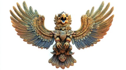 Fototapeta premium Garuda (Mythical bird from Hinduism) isolated on white background