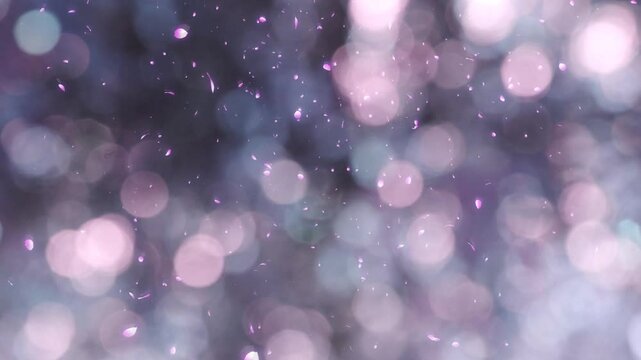 キラキラしたピンクの丸ボケ　風に舞い散る花の花弁　　桜・春・季節のイメージ
