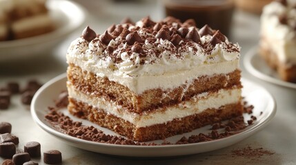 photo a Tiramisu (often considered a cake) isolated on white background,Transparent background, clear border, for easy background separation,stock photo