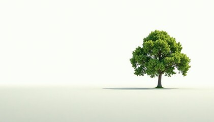 Obraz premium Minimalist landscape with a lone tree on white background, serene, nature