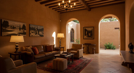 Original Adobe Walls in a Renovated Spanish Hacienda Home Interior