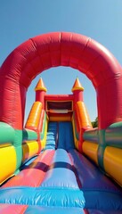 Colorful inflatable archway entrance with bouncy castle, inflatable, play