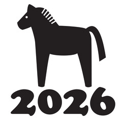2026年午年の年賀状に使える馬のシルエット（ベクターイラスト）