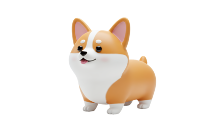 Adorable 3D Rendered Corgi Puppy Dog Cartoon Character Illustration Digital Art