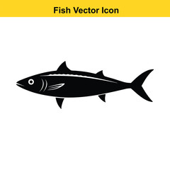 Fototapeta premium Black beautiful fish Silhouettes isolated on white background Vector illustration.