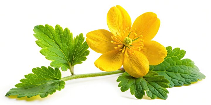 Celandine Flower Macro Photography: Close-Up of Yellow Medicinal Herb