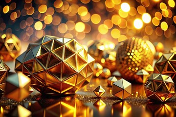 Fototapeta premium Abstract Gold Geometric Luxury Tech Background - Candid Photography Style