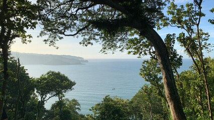 Landscape of the sea from the top of hill in Pacitan, Indonesia

