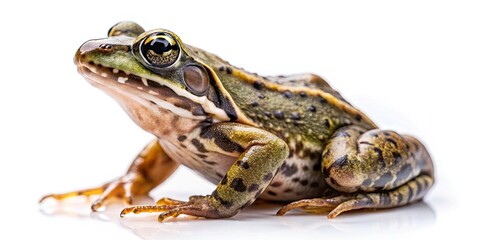 Naklejka premium Moor Frog Rana Arvalis High Resolution Photo, Amphibian Wildlife Photography, European Frog, Shallow Water Habitat, Nature Image, Green Frog, Detailed Closeup