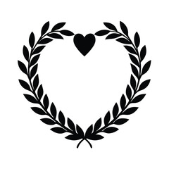 Heart Shaped Wreath for Valentine’s Day – Linocut Silhouette Vector