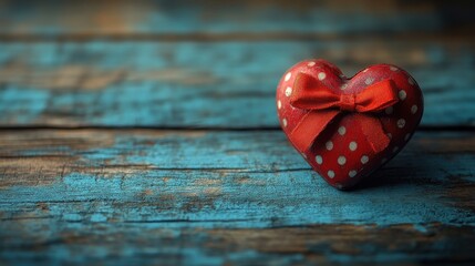 Fototapeta premium red bow on heart shape by little hear