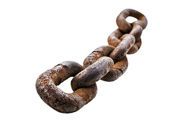 Broken metal chain isolated on transparent background
