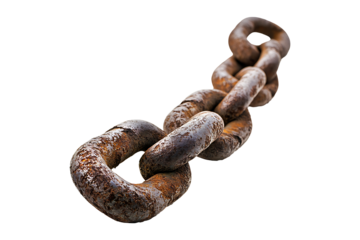 Broken metal chain isolated on transparent background
