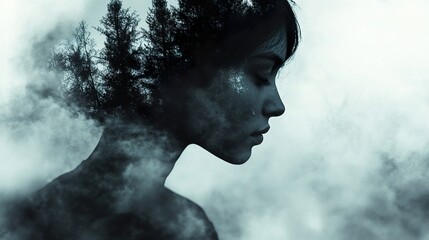 Woman in Forest: A Dreamlike, Contemplative Portrait