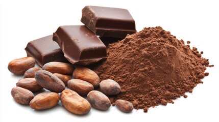 Dark Chocolate Bars, Cocoa Powder and Cocoa Beans Composition
