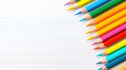 Fototapeta premium A row of colorful pencils on a white background