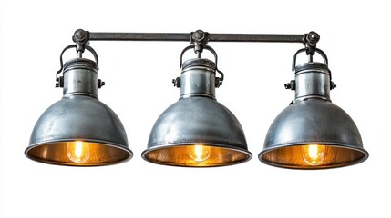 Industrial metal lamps isolated on white background