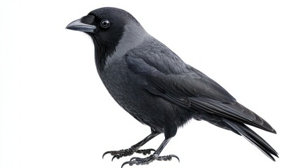 Jackdaw isolated on white background