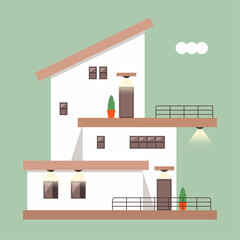 Peaceful Contemporary Home with Balcony Vector Design