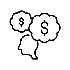 Money, Think, and Brain Icon