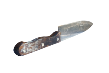 old rusty big knife with wooden handle