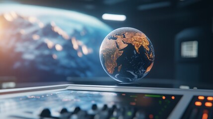 Gazing at Earth: A mesmerizing view of Earth, captured from the unique vantage point of a spaceship or space station, showcasing our planet's beauty, wonder, and the boundless expanse of the cosmos.