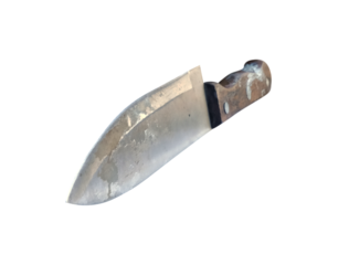 old rusty big knife with wooden handle