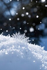 snow flakes are falling from the sky on a snowy surface