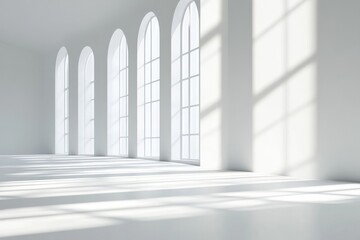 Obraz premium Spacious, sunlit hall with arched windows