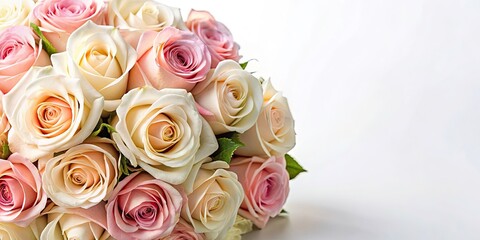 Obraz premium Pastel Pink Rose Bouquet Long Exposure, Elegant Wedding Decoration, Mother's Day Background, Light Background, Copy Space