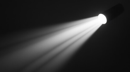Single spotlight with an intense beam of light shining through a dark void, creating a sense of focus and drama in the center. No text, no people.